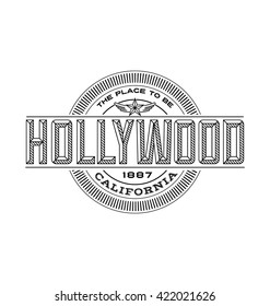 hollywood, california linear emblem design for t shirts and stickers