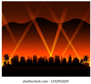Hollywood california sunset city background