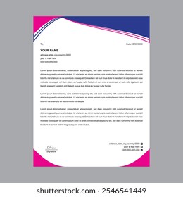 Hollywood Cerise and Cobalt Blue Letterhead Design  Bold and Stylish Branding Concept for Professional Use