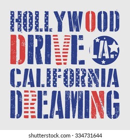 Hollywood drive  typography, t-shirt graphics, vectors