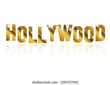 Hollywood golden letters vector isolated or white background 