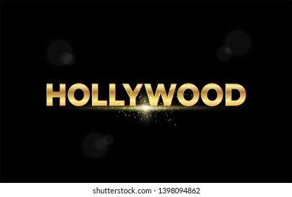 hollywood golden letters vector isolated or black background