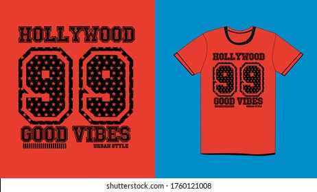 hollywood good vibes,t-shirt design fashion vector for men and kids wear