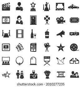 Hollywood Icons. Black Scribble Design. Vector Illustration.