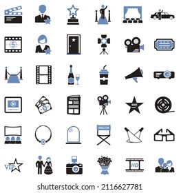 Hollywood Icons. Two Tone Flat Design. Vector Illustration.