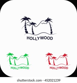 Hollywood Illustration set. Blue, green, red icon.