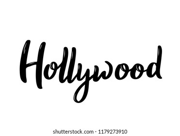 Hollywood Lettering.Black and white handwritten inscription. Vector design template. 