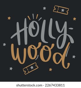 Hollywood. Letras de mano moderna. vector.