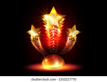 HOLLYWOOD  Movie PARTY Gold STAR AWARD Statue Prize Giving Ceremony. Golden stars prize concept, Silhouette statue icon. Films and cinema symbol stock, Academy award vector isolated or black