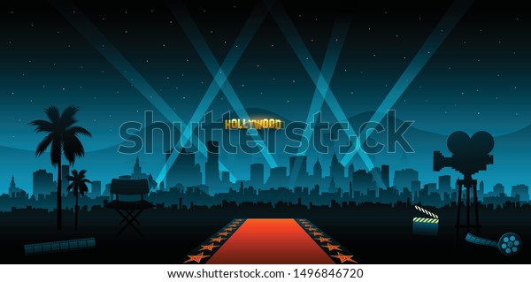 Hollywood\
movie red carpet background and party\
city