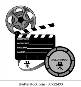 Hollywood Take One Board Film Reel Stock Vector (Royalty Free) 38922430 ...