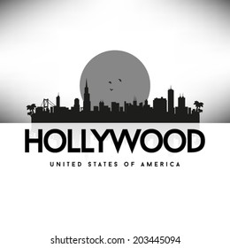Hollywood United States of America Cities/States, vector illustration.