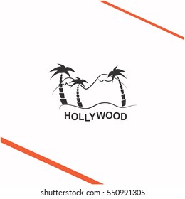 Hollywood vector grey icon on white background. Hollywood symbol stock   illustration. Business picture.