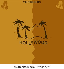 Hollywood vector  icon. Coffee symbol background.