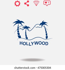 Hollywood vector icon on grey background.
