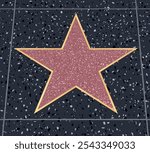 Hollywood walk of fame blank star on celebrity boulevard. Vector symbol star for iconic movie actor 