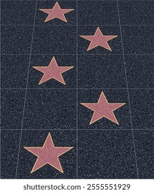 Hollywood walk of fame blank stars on celebrity boulevard, vector illustration