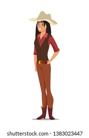 Hollywood Western Movie Shooting Process Flat Vector Illustration. Actor Cartoon Character. Tv Series Filming Scene. Female Star At Work Isolated Drawing