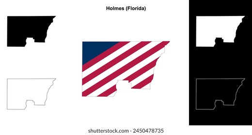 Holmes County (Florida) outline map set