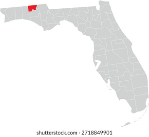 Holmes County auf der Karte von Florida State Editable Vector