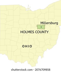 Holmes County and village of Millersburg location on Ohio state map