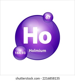 Holmium (Ho) icon structure  chemical element round shape circle purple. 3D Illustration vector. Chemical element of periodic table Sign with atomic number. Study in science for education. 