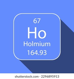 Holmium symbol with long shadow design. Chemical element of the periodic table. Vector illustration.