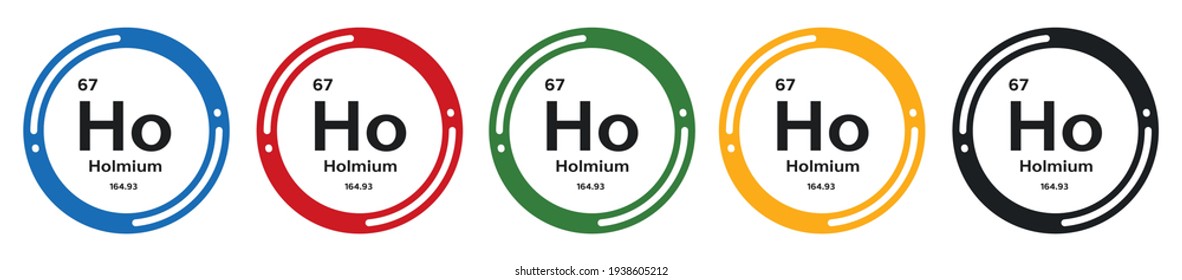 Juego de símbolos de holmio. ilustración vectorial de diseño plano en 5 colores opciones de diseño web