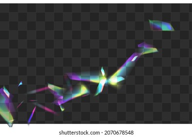 Holo Confetti Vector Fondo transparente. Diseño navideño de la lente brillante. Patrón de papel espumoso Holograma. Afiche de prisma de sueño irlandés.