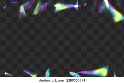 Holo Cristal Vector Transparent Background. Neon Lens Paper Design. Light Confetti Digital Banner. Shine Festive Reflection Poster.