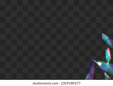 Holo Flash Vector Transparent Background. Gradient Confetti Festive Banner. Light Bokeh Digital Pattern. Hologram Falling Prism Template.