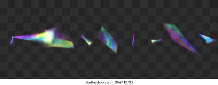 Holo Glare Vector Transparent Panoramic Background. Iridescent Flare Isolated Texture. Neon Cristal Digital Pattern. Color Christmas Flash Poster.