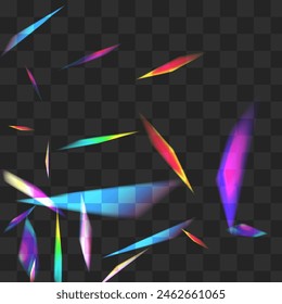 Holo Glitch Vector Transparent Background. Rainbow Reflection Abstract Texture. Glow Refraction Festive Illustration. Bright Digital Kaleidoscope Brochure.