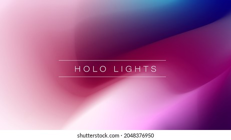 Luces Holo. Fondo de ensueño del holograma azul púrpura vectorial. Gradiente iridiscente arcoiris. Papel de fondo holográfico minimalista.  Banner Neon Opalescent. Diseño Moderno De Música Tecnológica.
