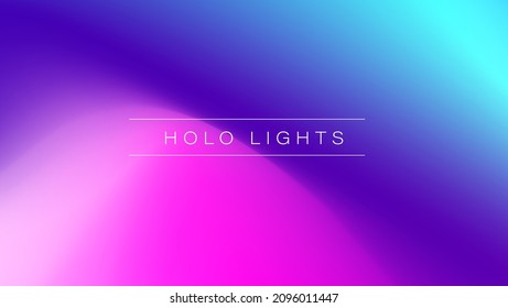 Holo Lights. Vector Blue Purple Hologram Dreamy Background. Rainbow Iridescent Gradient. Minimalist Holographic Fluid Wallpaper. Neon Opalescent Banner. Modern Tech Music Design.