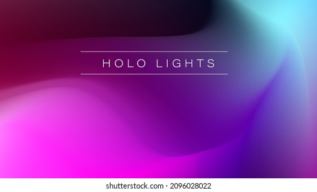 Luces Holo. Fondo de ensueño del holograma azul púrpura vectorial. Gradiente iridiscente arcoiris. Papel de fondo holográfico minimalista. Banner Neon Opalescent. Diseño Moderno De Música Tecnológica.