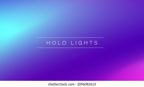 Holo-Lichter. Vektorblauer violetter Hologramm-Dreamy-Hintergrund. Rainbow Iridescent Gradient. Minimalistisches Holografisches Fluid-Tapete. Neon Opaleszenz Banner. Modernes Tech-Musikdesign.