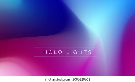 Luces Holo. Fondo de ensueño del holograma azul púrpura vectorial. Gradiente iridiscente arcoiris. Papel de fondo holográfico minimalista. Banner Neon Opalescent. Diseño Moderno De Música Tecnológica.
