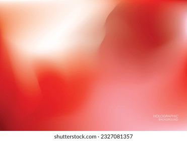 Holo Lights. Vector Red Purple Hologram Dreamy Background. Rainbow Iridescent Gradient. Minimalist Holographic Fluid Wallpaper. Neon Opalescent Banner. Modern Tech Music Design.