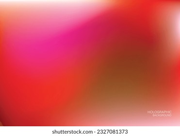 Holo Lights. Vector Red Purple Hologram Dreamy Background. Rainbow Iridescent Gradient. Minimalist Holographic Fluid Wallpaper. Neon Opalescent Banner. Modern Tech Music Design.