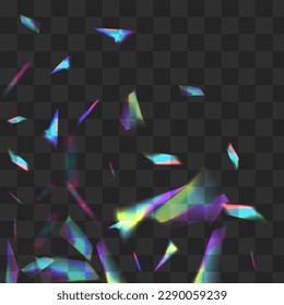 Holo Tinsel Vector Transparent Background. Shiny Bokeh Dreamy Backdrop. Neon Refraction Realistic Pattern. Iridescent Christmas Glare Banner.