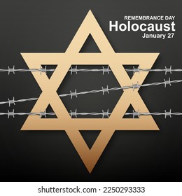 Holocaust-Gedenktag. Stern von David mit Stacheldraht. EPS10-Vektor