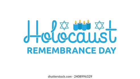 Ilustración vectorial de texto del Día del Recuerdo del Holocausto. Caligrafía moderna escrita a mano con estilo monolítico. Ideal para celebraciones y eventos. 