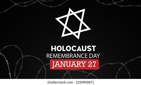 Holocaust Remembrance Day web banner, poster design with black background vector illustration.