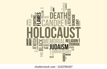 Holocaust word cloud background. Jewish awareness Vector illustration design concept.