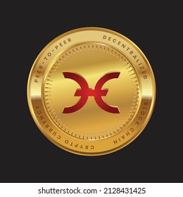 Holocoin HOT cryptocurrency token logo on gold coin in red color theme.