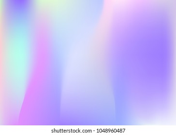Hologram abstract background. Bright gradient mesh backdrop with hologram. 90s, 80s retro style. Iridescent graphic template for placard, presentation, banner, brochure.