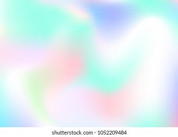 Hologram abstract background. Bright gradient mesh backdrop with hologram. 90s, 80s retro style. Pearlescent graphic template for brochure, flyer, poster design, wallpaper, mobile screen.