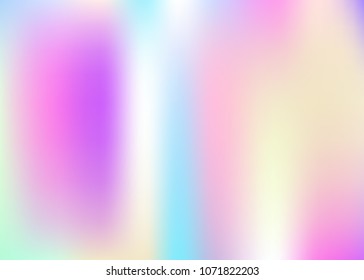 Hologram abstract background. Bright gradient mesh backdrop with hologram. 90s, 80s retro style. Pearlescent graphic template for book, annual, mobile interface, web app.