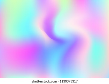 Hologram abstract background. Bright gradient mesh backdrop with hologram. 90s, 80s retro style. Pearlescent graphic template for banner, flyer, cover design, mobile interface, web app.